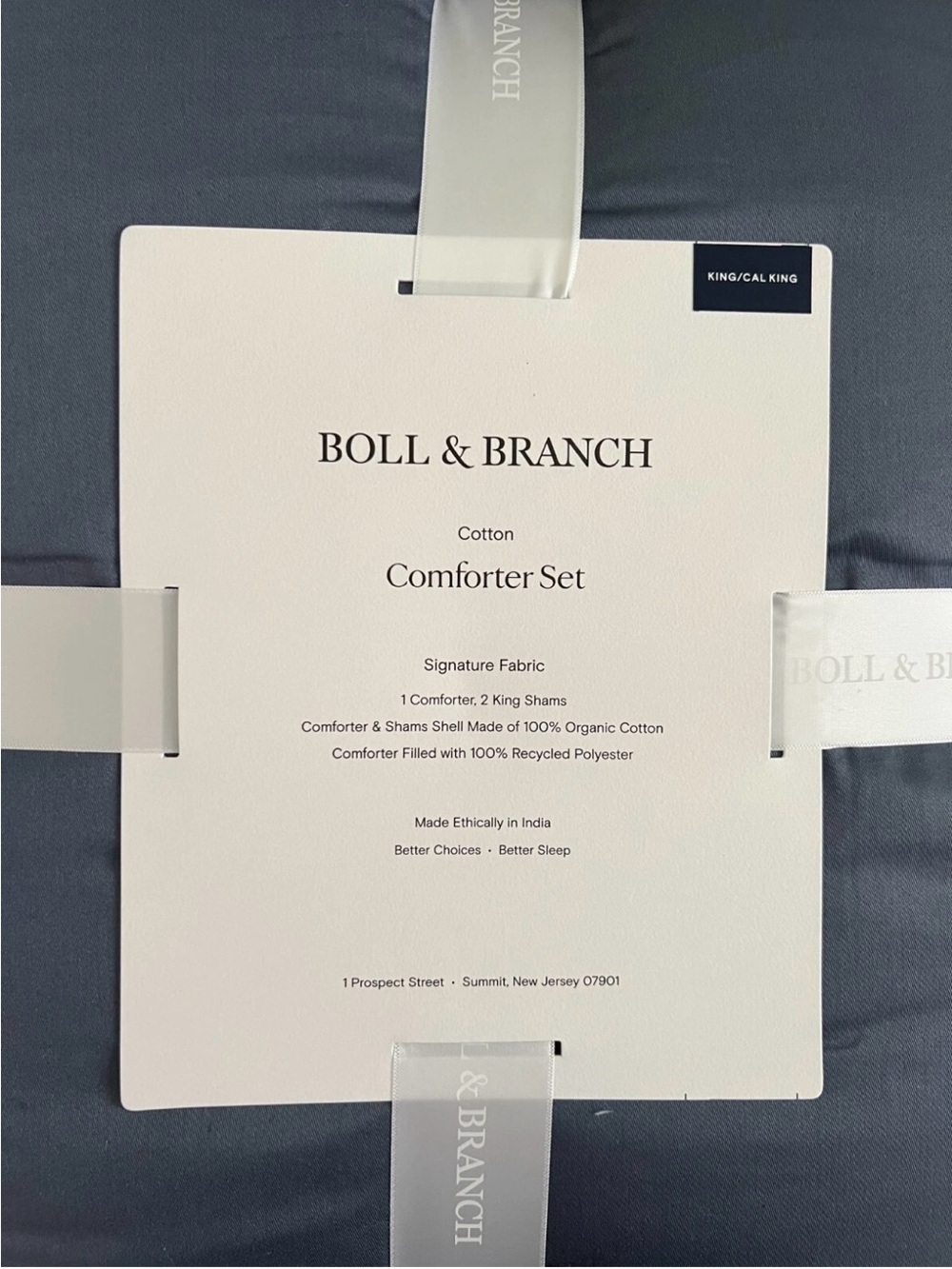 3pc 100% organic cotton Boll & Branch Comforter Set in mineral King/Cal King